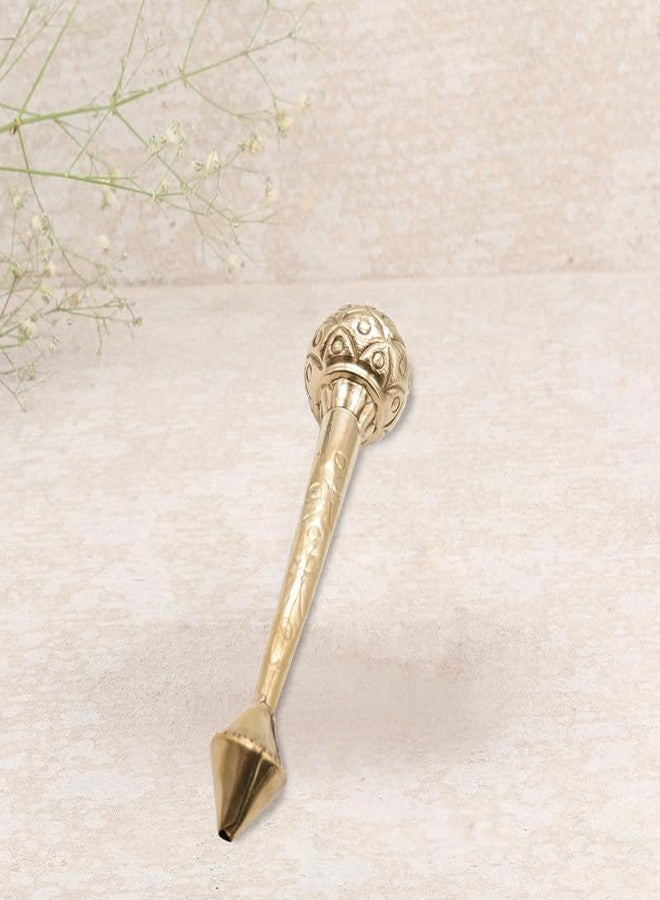 TORPPEZA Pure Brass Hanuman Ji Ki Gada Idol for Mandir/Temple | Jai Shree Ram Hanuman Ji Gada for Pooja, Positive Vibes (Size: 18.5cm | Weight: 45gm) - Image 2